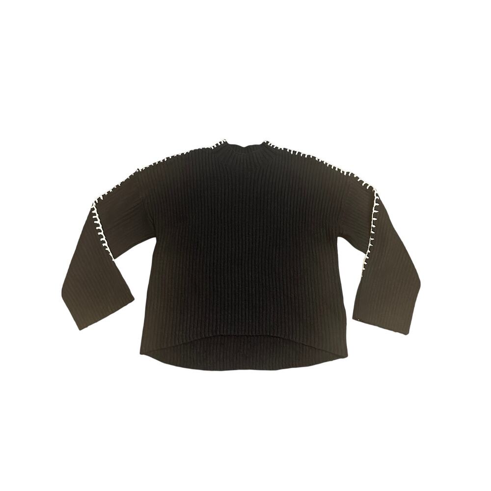 Nordstrom Halogen Contrast Stitch Sweater BLACK‎ Medium